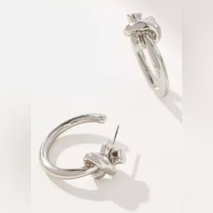 Anthropologie Hoop Earrings Knot NWT Silver Plated